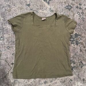 Green square neck top
